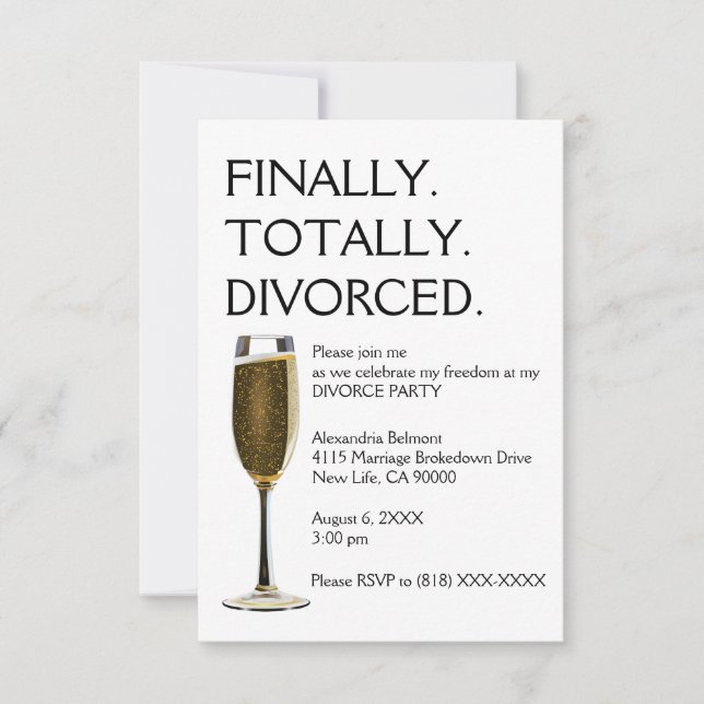 Invitaciones a la fiesta de divorcio (Anverso)