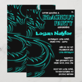 Invitaciones a la fiesta de Dragon Blackout UV