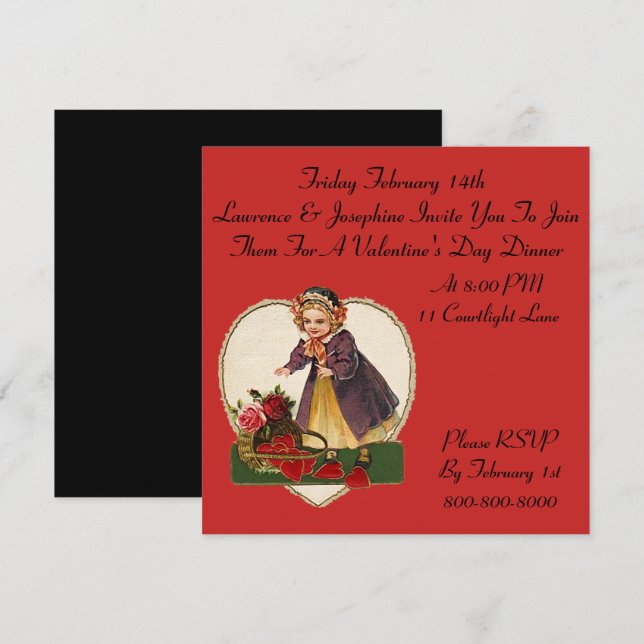 Invitaciones a la fiesta de El día de San Valentín (Anverso / Reverso)
