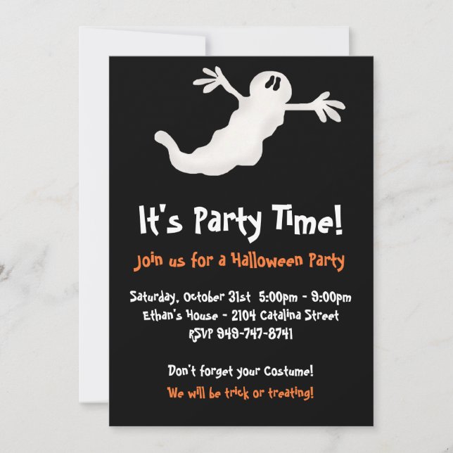 Invitaciones a la fiesta de Fantasma Halloween (Anverso)