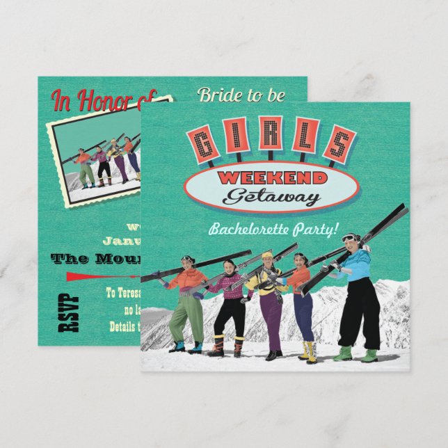 Invitaciones a la fiesta de fin de semana de solte (Anverso / Reverso)