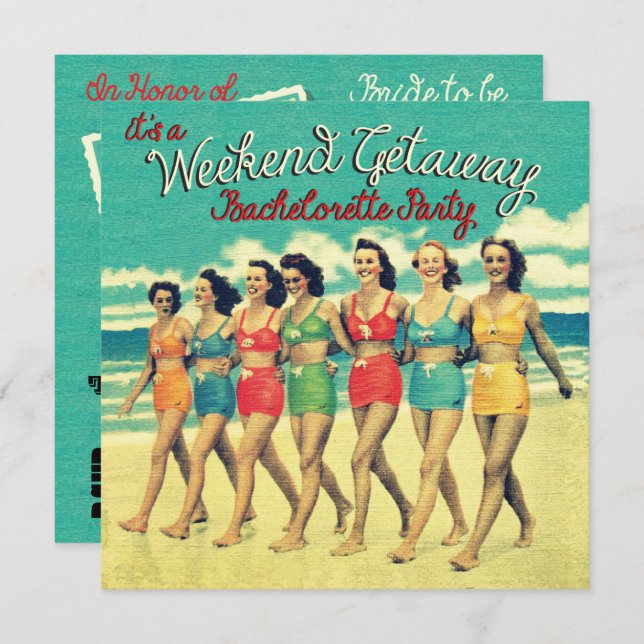 Invitaciones a la fiesta de fin de semana de solte (Anverso / Reverso)