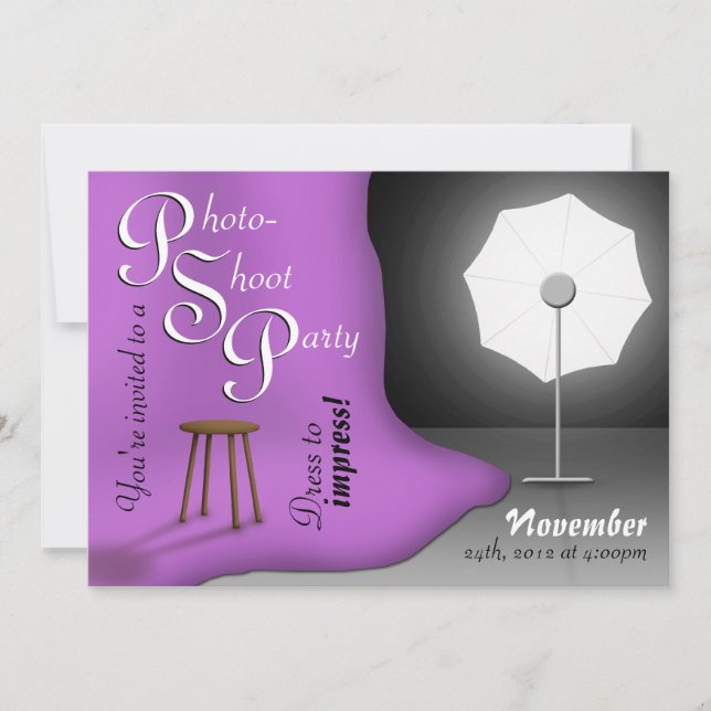 Invitaciones a la fiesta de fotos moradas (Anverso)