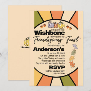 invitaciones a la Fiesta de Friendsgiving y Juegos