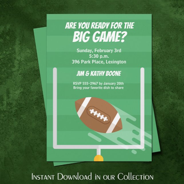 Invitaciones a la fiesta de fútbol Big Game Watch (Football Big Game Watch Party Invitations (INSTANT DOWNLOAD available in our collection))
