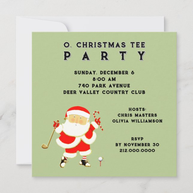 Invitaciones a la fiesta de golf de vacaciones (Anverso)