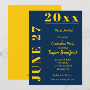 Invitaciones a la fiesta de graduación amarilla y 