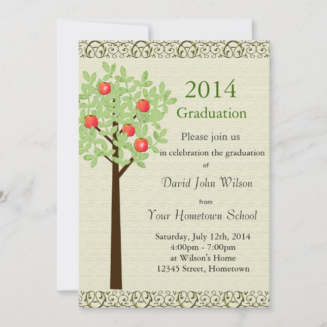 Invitaciones a la fiesta de graduación. Árbol de f (Anverso)