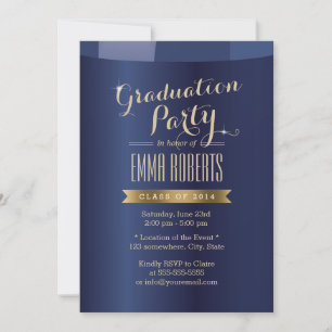 Invitaciones a la fiesta de graduación azul de la