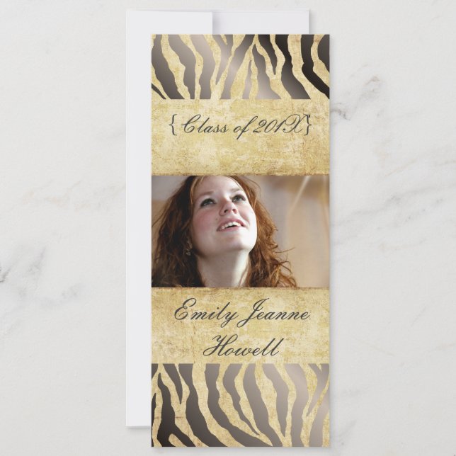 Invitaciones a la fiesta de graduación/cebra de ép (Anverso)