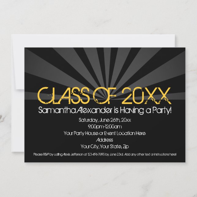 Invitaciones a la fiesta de graduación con foco am (Anverso)
