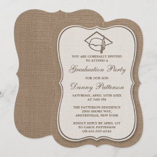 Invitaciones a la fiesta de graduación de Burlap R