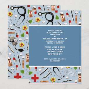 Invitaciones a la fiesta de graduación de enfermer