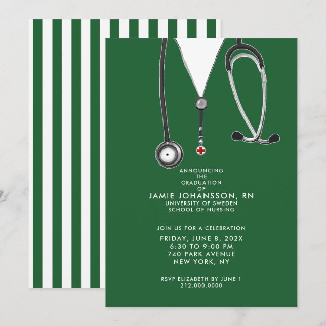 Invitaciones a la fiesta de graduación de enfermer (Anverso / Reverso)