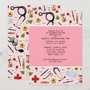 Invitaciones a la fiesta de graduación de enfermer