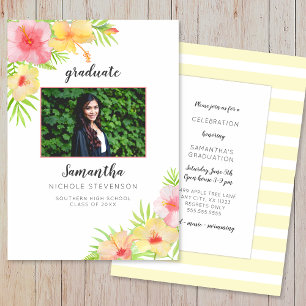 Invitaciones a la fiesta de graduación de Hibiscus
