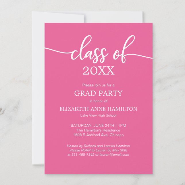 Invitaciones a la fiesta de graduación de la escue (Anverso)