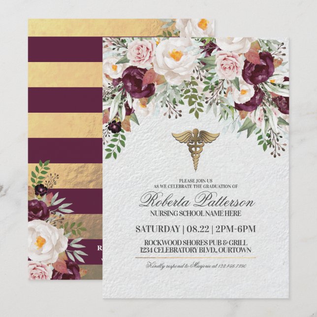 Invitaciones a la fiesta de graduación de la escue (Anverso / Reverso)