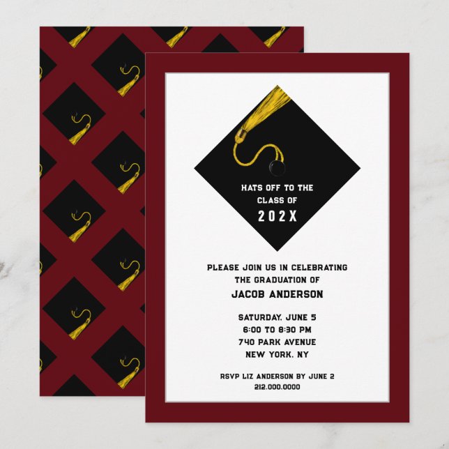Invitaciones a la fiesta de graduación de marrón (Anverso / Reverso)