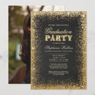 Invitaciones a la fiesta de graduación de oro y Pu