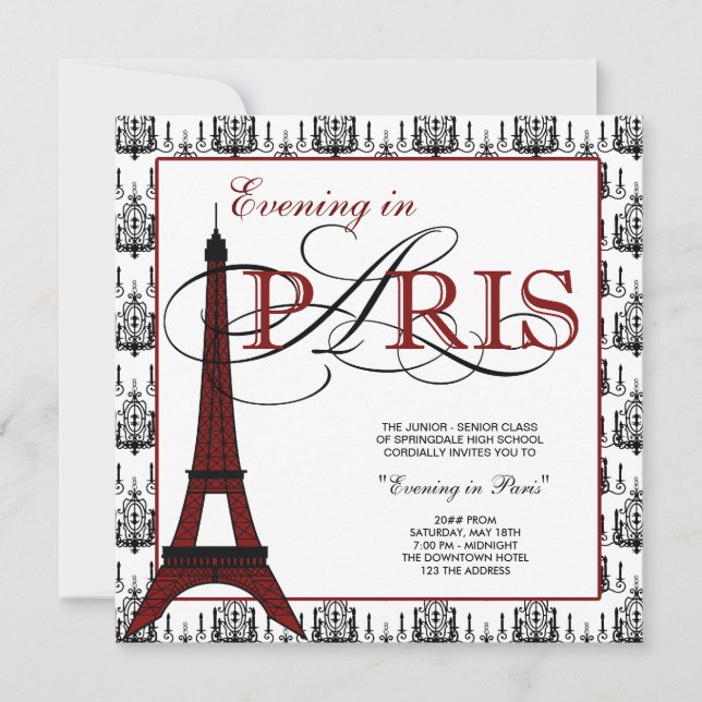 Invitaciones a la fiesta de graduación de París (Anverso)