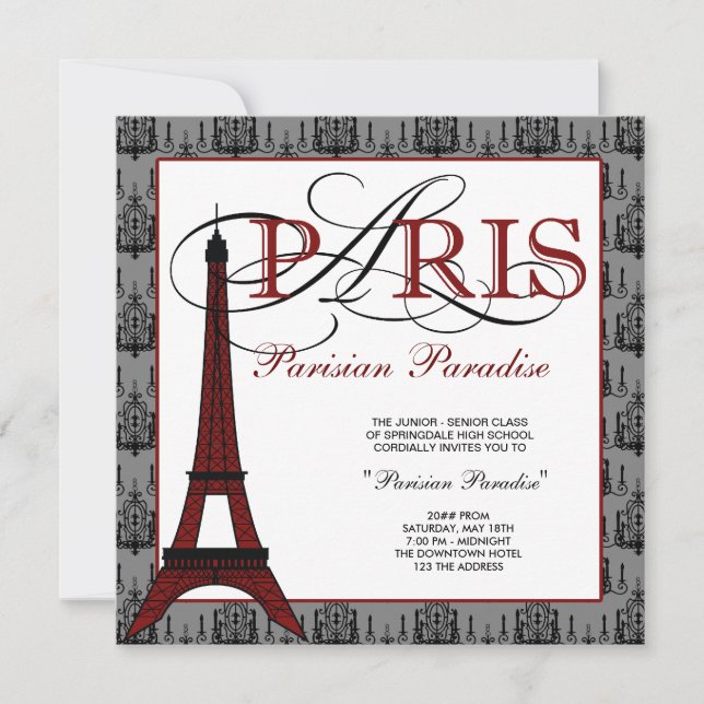 Invitaciones a la fiesta de graduación de París (Anverso)