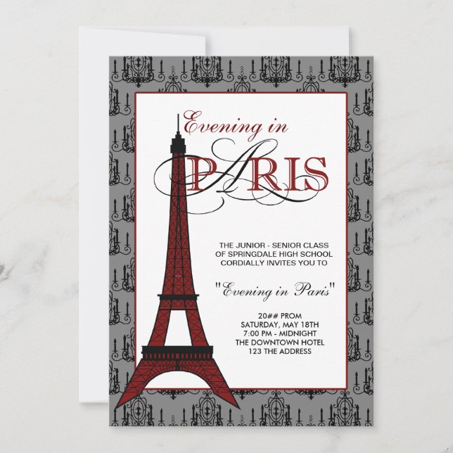 Invitaciones a la fiesta de graduación de París (Anverso)