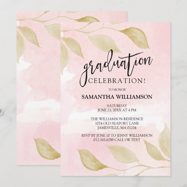 Invitaciones a la fiesta de graduación de Rubor Pi (Anverso / Reverso)