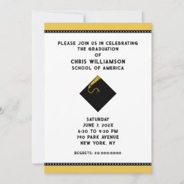 Invitaciones a la fiesta de graduación doradas y n