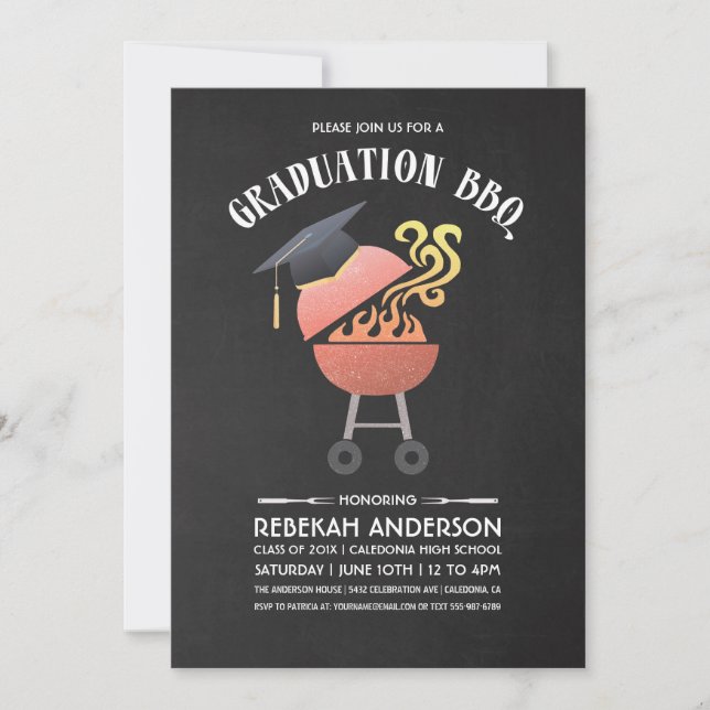 Invitaciones a la fiesta de graduación | Fiesta BB (Anverso)