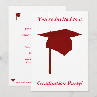 Invitaciones a la fiesta de graduación, gorra roja