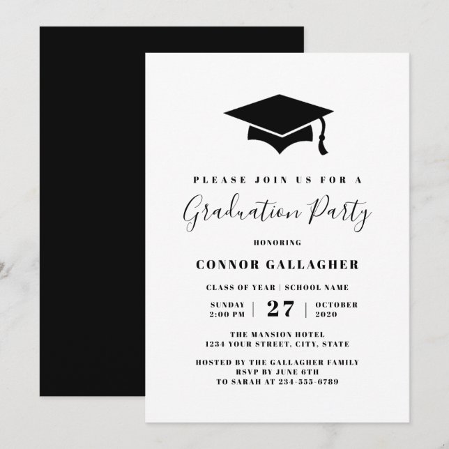 Invitaciones a la fiesta de graduación, límite de  (Anverso / Reverso)