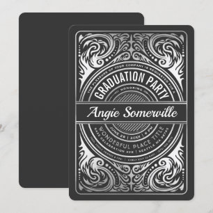 Invitaciones a la fiesta de graduación negras y pl