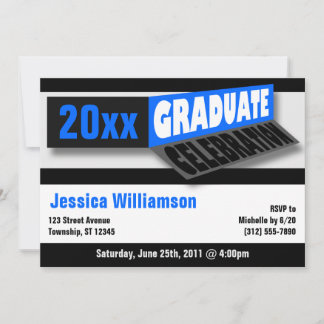 Invitaciones a la fiesta de graduados azules plega