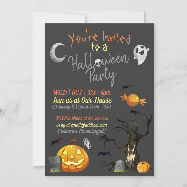Invitaciones a la fiesta de Halloween (Anverso)