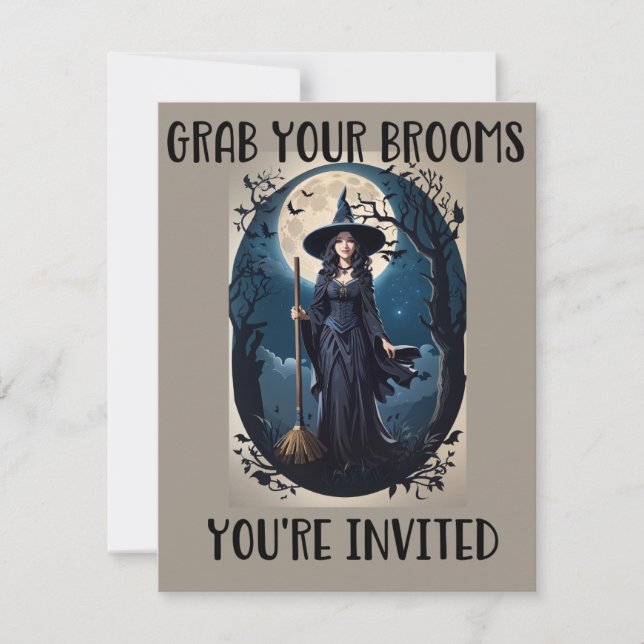 Invitaciones a la fiesta de Halloween 'Agarra tus  (Anverso)