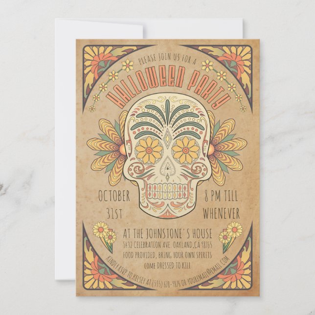 Invitaciones a la fiesta de Halloween al estilo de (Anverso)