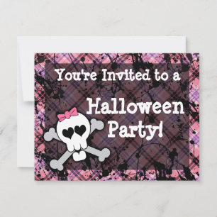 Invitaciones a la fiesta de Halloween con cráneo r