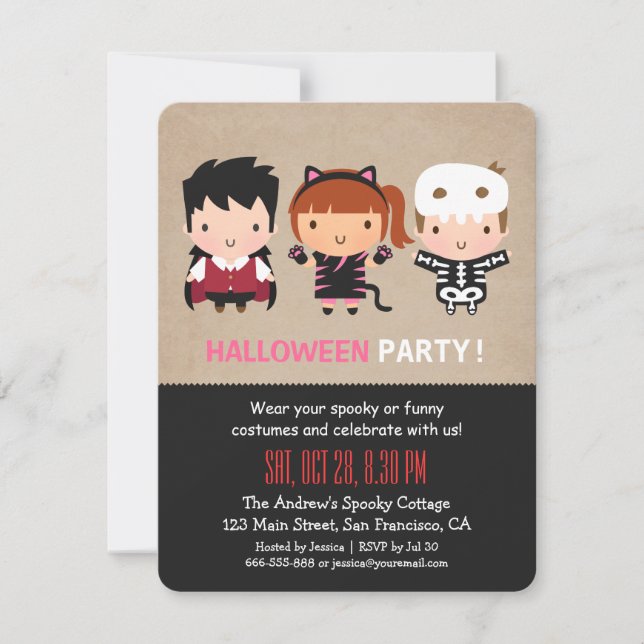 Invitaciones a la fiesta de Halloween con el esque (Anverso)