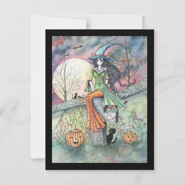 Invitaciones a la fiesta de Halloween de Bruja y G (Anverso)