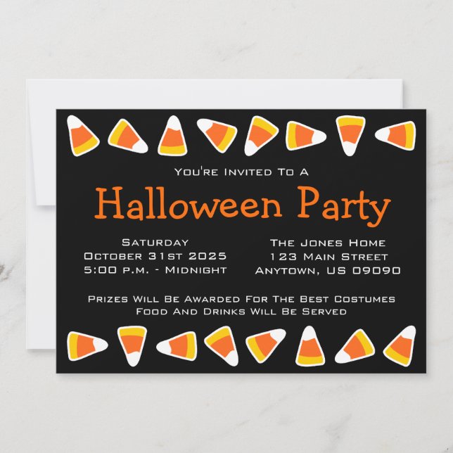 Invitaciones a la fiesta de Halloween de Candy Cor (Anverso)