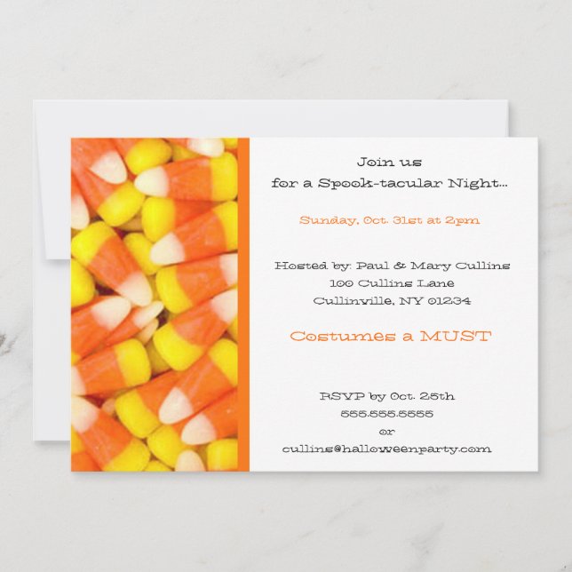 Invitaciones a la fiesta de Halloween de Candy Cor (Anverso)