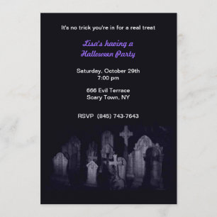 Invitaciones a la fiesta de halloween de cementeri