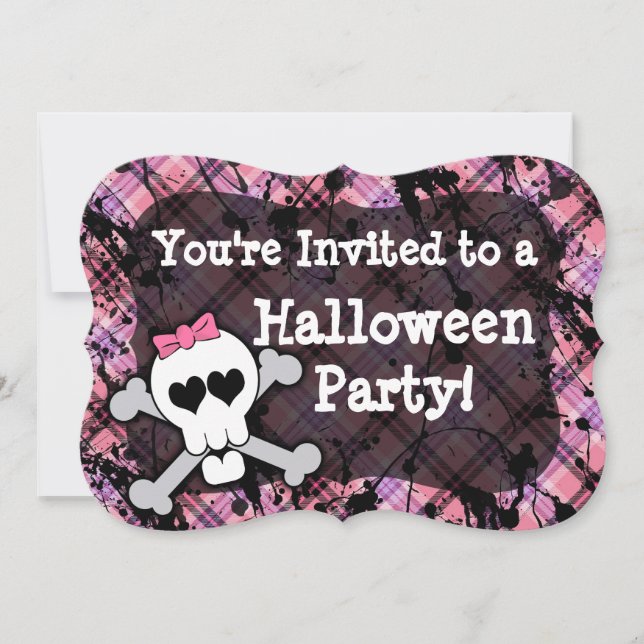 Invitaciones a la fiesta de Halloween de Chicas co (Anverso)