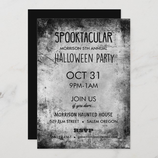 Invitaciones a la fiesta de Halloween de época vet (Anverso / Reverso)