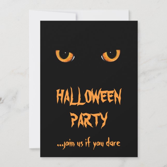 Invitaciones a la fiesta de Halloween de Gato Negr (Anverso)