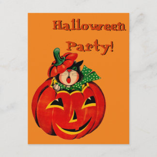 Invitaciones a la fiesta de Halloween de Gato Negr