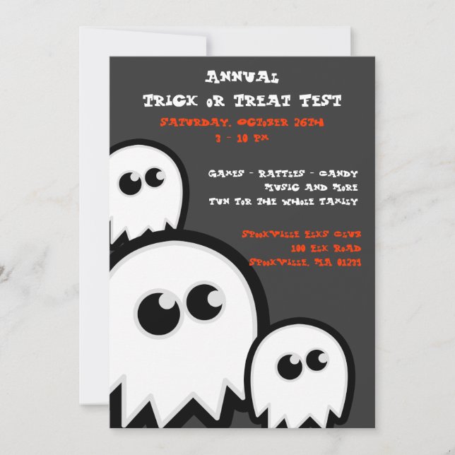 Invitaciones a la fiesta de Halloween de Ghosts (Anverso)