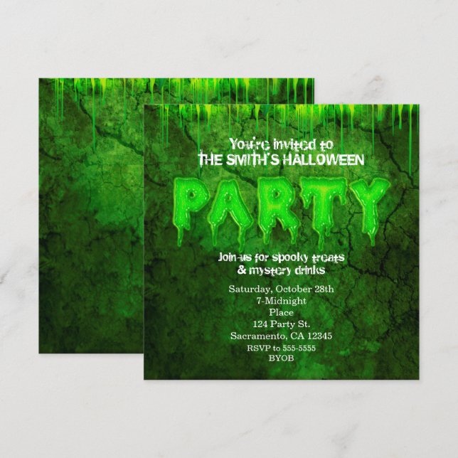 Invitaciones a la fiesta de Halloween de Green Sli (Anverso / Reverso)