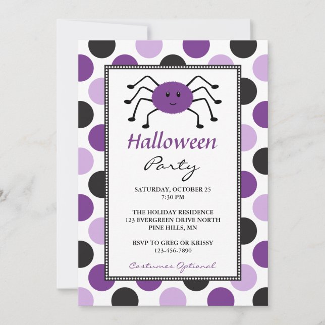 Invitaciones a la fiesta de Halloween de la Araña  (Anverso)